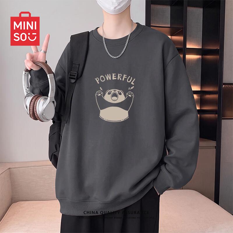 MINISO Men's 2026 Autumn Cartoon Bear Round Neck Sweatshirt