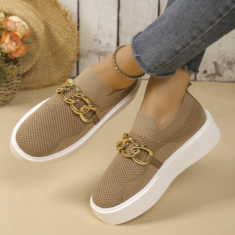 New large-size women's shoes thick-soled fly-woven breathable low-top single shoes women's cross-border foot set lazy wish