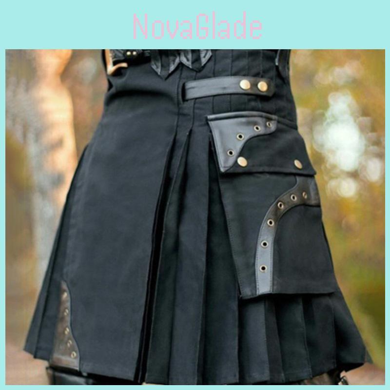 Eleganter mittelalterlicher schottischer Herrenkilt für authentische Vintage-Cosplay-Kostüme