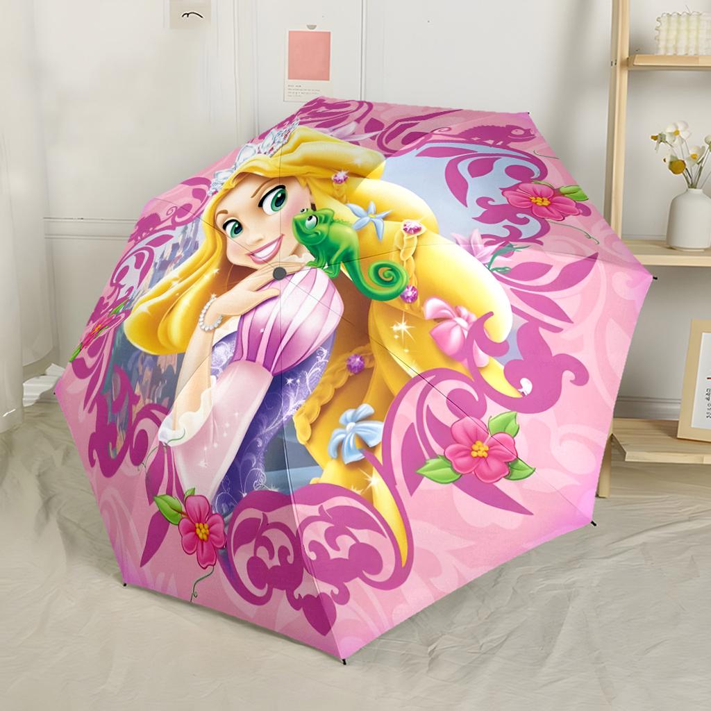 Rapunzel Compact Travel Automatic Umbrella with 8-Rib Lightweight Durable Everyday Carry Umbrella Vibrant Pattern Umbrella