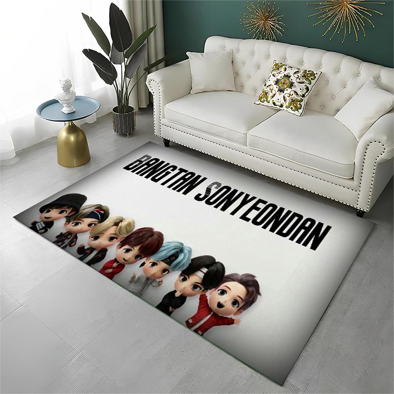 Kpop B-BTS Fashion Group Star Carpet Rug for Playroom Bedroom Living Room Sofa Home Decor,kids Area Rug Non-slip Floor Mat