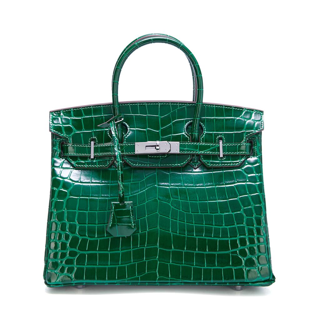 Neue Lederhandtasche helles Lackleder Krokodil Silber Knopf Schulter Umhängetasche