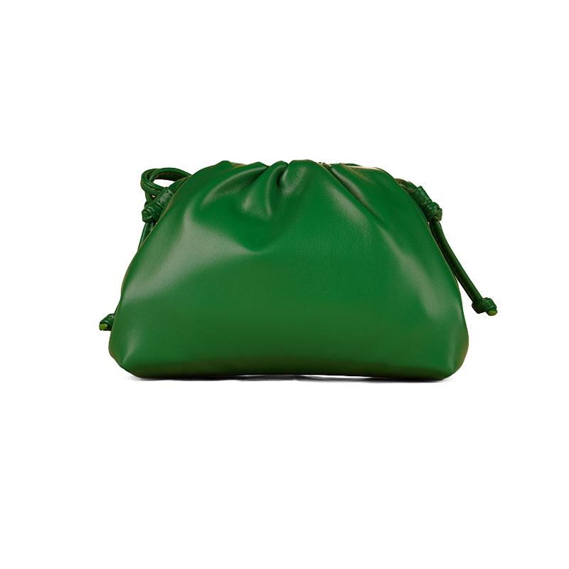 Women's 2024 Soft Leather Pleated Handbag - Evening, Shoulder, and Messenger Bag with Solid Color Texture.