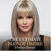 Women's Medium Long Straight Synthetic Wig, Brown Blonde Mix Color, Natural Style, Heat-Resistant Fiber, Adjustable Cap for Daily & Party Occasions