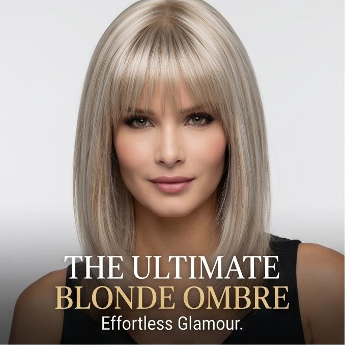 Women's Medium Long Straight Synthetic Wig, Brown Blonde Mix Color, Natural Style, Heat-Resistant Fiber, Adjustable Cap for Daily & Party Occasions