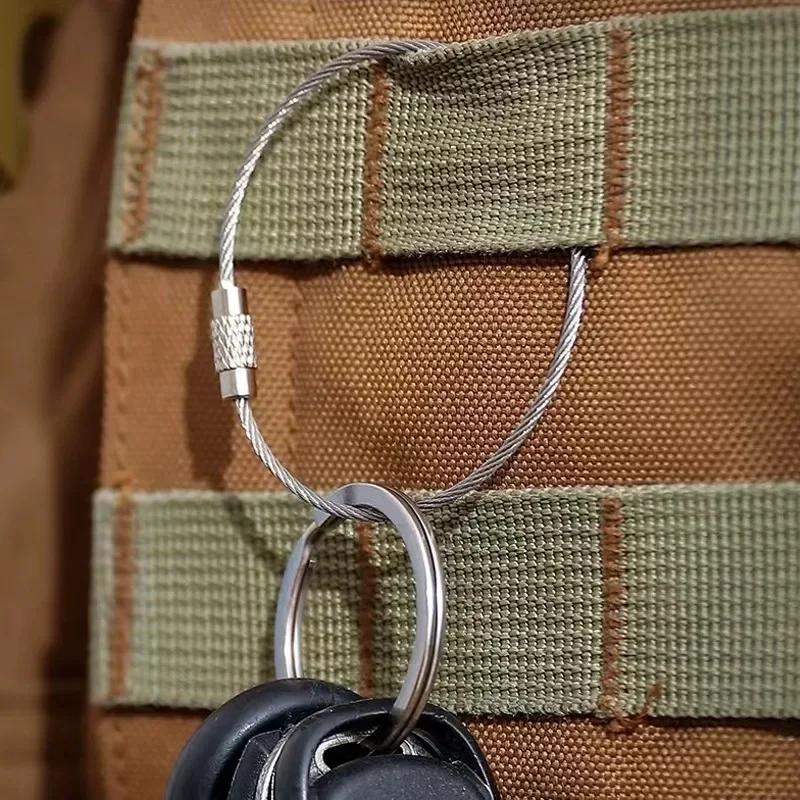 Stainless Steel Wire Cable Loop Screw Lock Gadget Ring Key Keyring Circle Metal Keychain Tag Ropes Camp Hanging Tool Hardware
