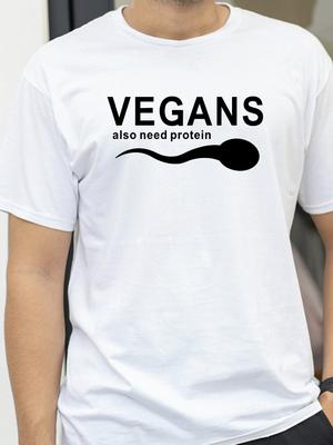 Summer Vegans Mens Clothing Also Need Protein Slogan Letter T Shirts Men Graphic Print Vegetable Vegetarianism Harajuku Tshirt