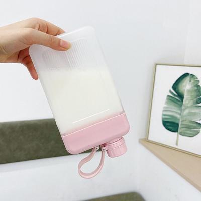 450ML Creative Sports Reusable Drink Bottle Flat Water Bottle Juice Cup Plastic  BPA Free Sports  Drinking Juice Cup
