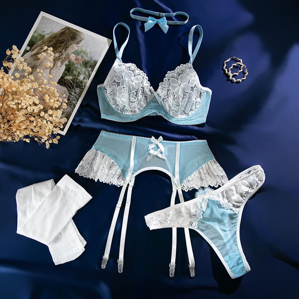 Sexy European & American Lace Mesh Nurse Costume Lingerie Set