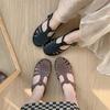 Green Fashion Casual Anti-Slip Flat Bottom Jelly Shoes Women Summer Student Retro Fairy Style Hollow Woven