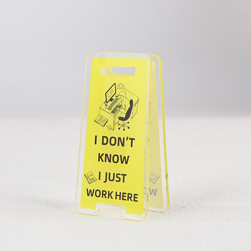 Acrylic Desk Sign "Just Work Here " - Humorous Office Decor Unisex Gift For Coworkers Versatile Room Decor