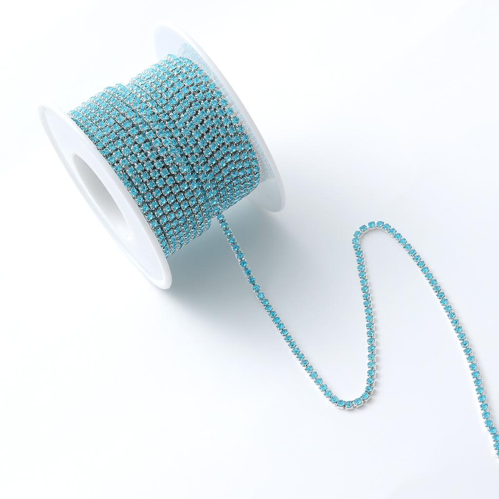 Silver bottom dense claw glass crystal rhinestone claw chain, color inlaid crystal diamond chain DIY mobile phone material sticker diamond accessories