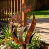 2 Stück Vogel und Wildblume Metall Gartenstecker Vintage Rost Außenpflanzenstecker Dekorative Hofkunst für Terrasse Rasen Veranda Dekoration