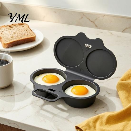 Quick Morning Meal Prep Dual Cavity Microwave Egg Poacher with Lid And Handle, Food Grade Plastic Easy Breakfast Tool Steamer, Oil-free Cooking