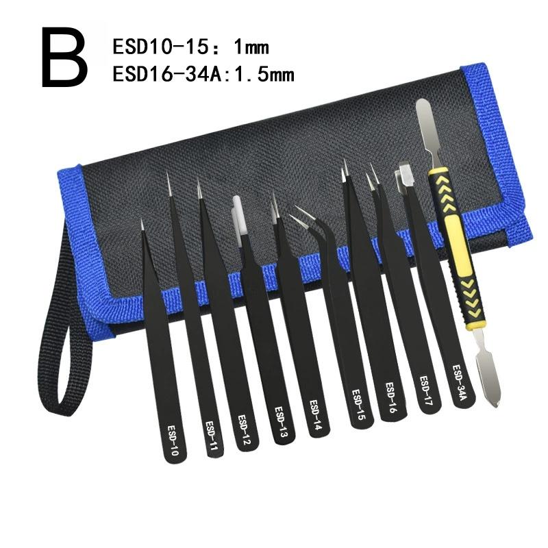 10PCS Precision Tweezers Set, Stainless Steel Anti-Static Tweezers Kit for Electronics Soldering, Jewelry-Making, Laboratory