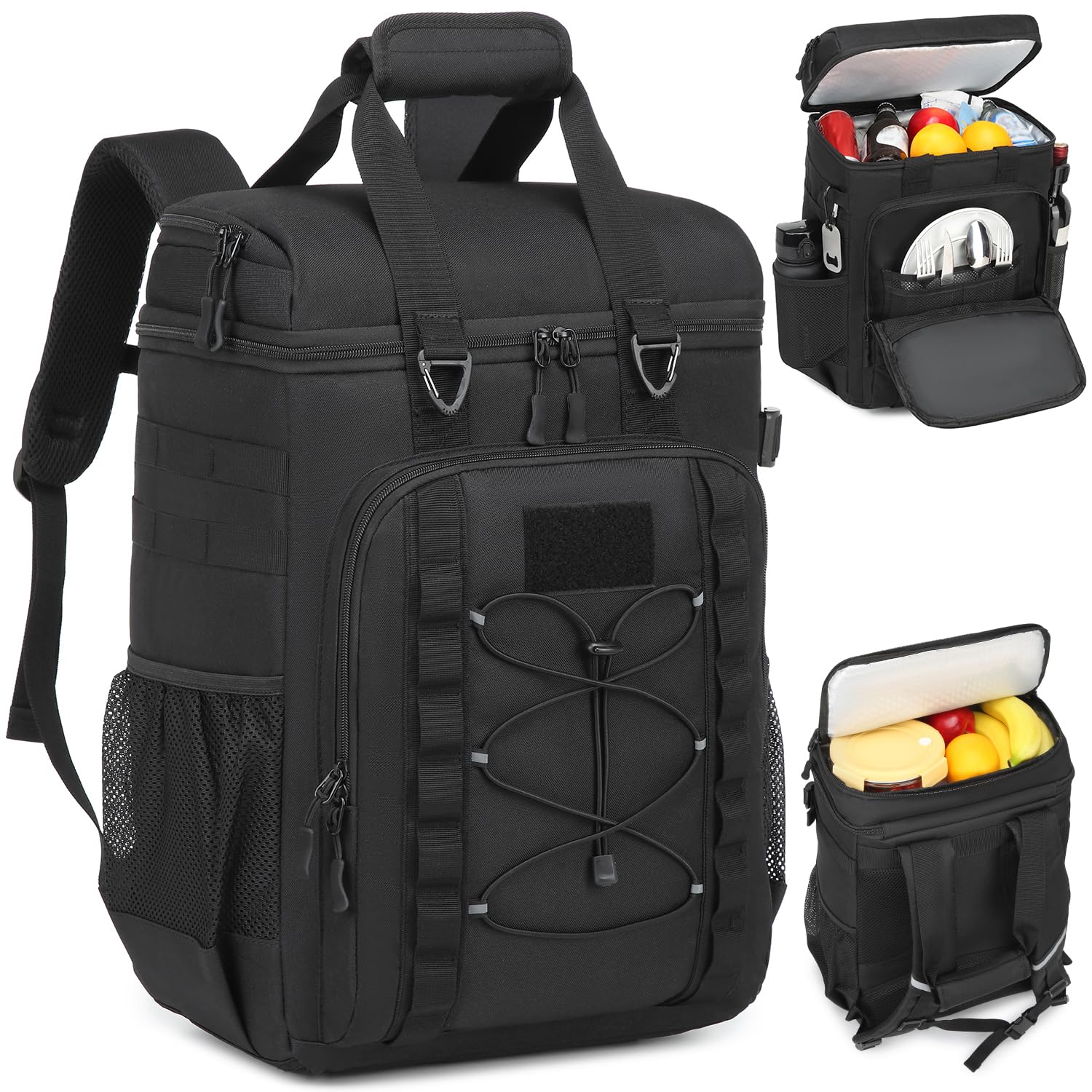 Cooler Backpack Insulated Holds 42 Tactical Backpack Insulated and Large Capacity Lunch Backpack for Perfect for and Travel - Backpack, Cans, Cooler, чёрный
