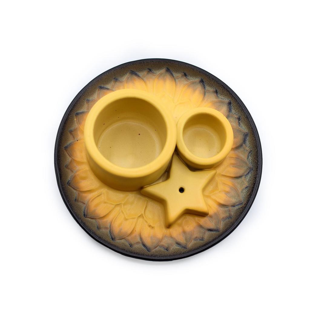 Sunflower Ceramic Palo Santo Incense Smudge Holder Tray