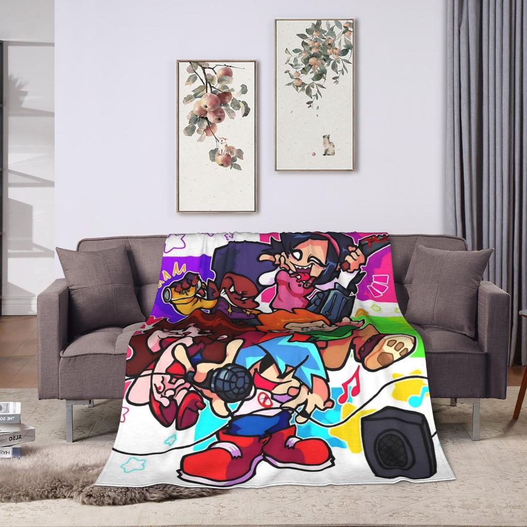 Blanket Decorative FNF Bad Time Trio Friday Night Funkin Throw Blanket  Flannel Bedspread For Home Decor Graphic Sofa Bed Cover