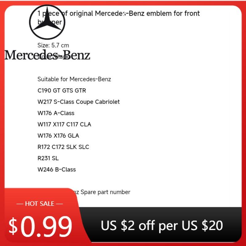 Naklejka Samochodowa 2025 Gorąca Do Mercedes Benz Do Mercedes-Benz Zamiennik Gwiazdy Emblemat Zderzak SLK CLA S GLA A SLC A0008171801 taka sama jak