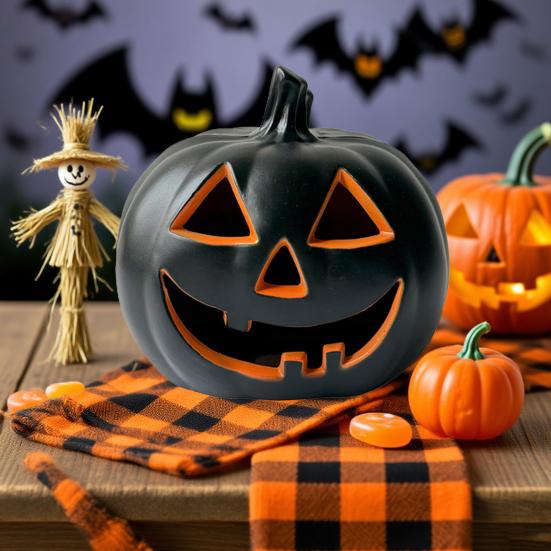Halloween Pumpkin Lanterns LED Light Up Festive Jack-o-lantern Display Statue Halloween Party Home Decor