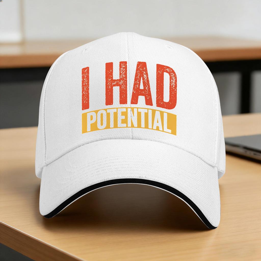 I Had Potential Baseball Cap Design Print Trucker Hat Summer Unisex Unisex Tennis Skate Snapback Cap