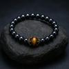 Men'S Stylish Natural Stone Bracelet Vintage Crown Symbol Of Power Hematite Beads Gift For Friends Natural Tiger Eye Beads