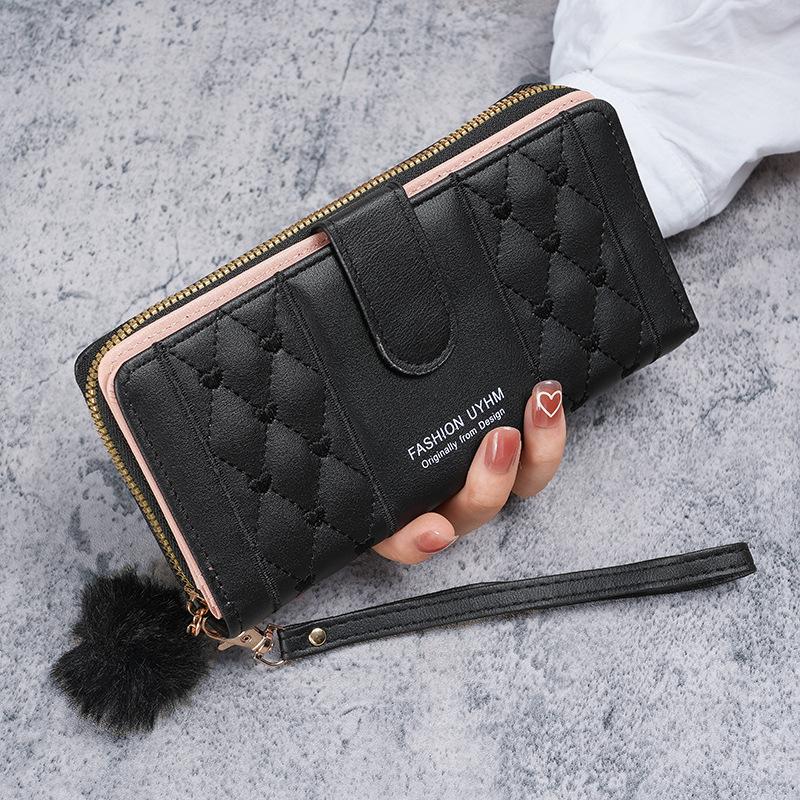 Women Long Wallet Pu Leather Card Holder Large Capacity Hasp Zipper Coin Purse Multi Card Organizer Cell Phone Wristlet Handbag
