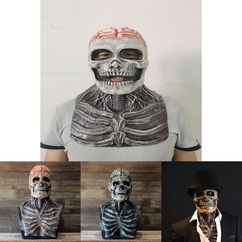 Realistic Skeleton Biochemical Mask For Halloween Parties Full Cover Silicone Design With Hat