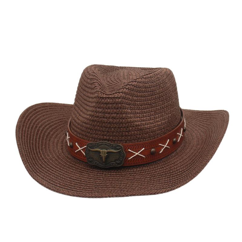 New adjustment soft denim straw hat ethnic style big brim top hat men's and women's outdoor sun hat