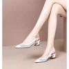 Scarpe da donna carine a punta beige traforate con cinturino e fibbia tacco alto moda lady dolci décolleté quadrate ab800