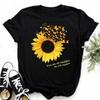 1 Stück Damen Sonnenblumen Schmetterling Druck T-Shirt Grafisch Lässig Kurzärmelig Schwarz Damen T-Shirt Rundhals Mädchen Süß Mode T-Shirt