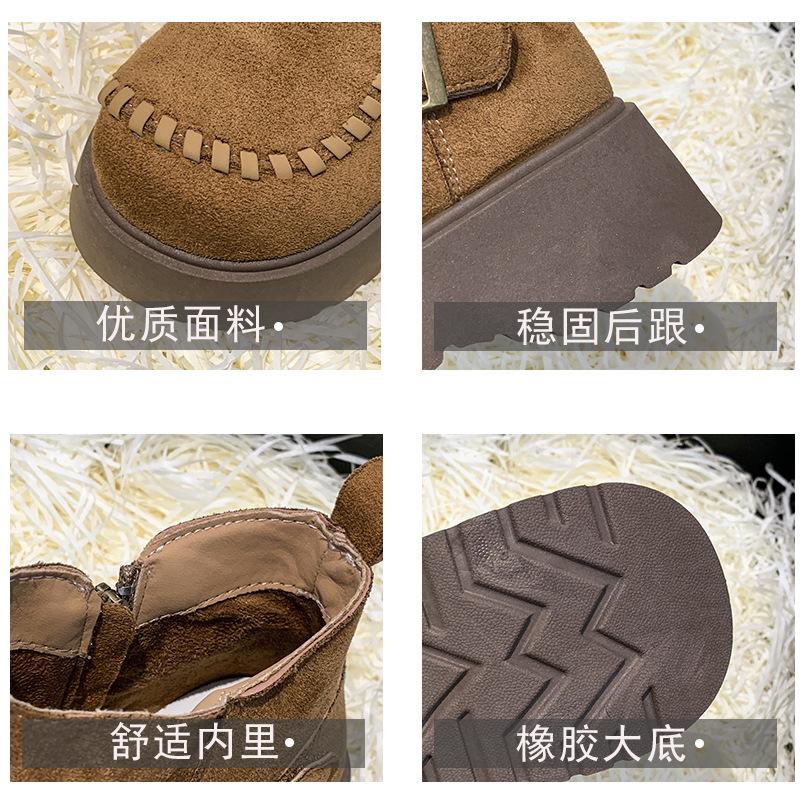 Height-increasing Thick-soled Martin Boots Women's 2025 New Autumn Super-hot Big Head Retro Versatile and Thin Muffin Short Boots