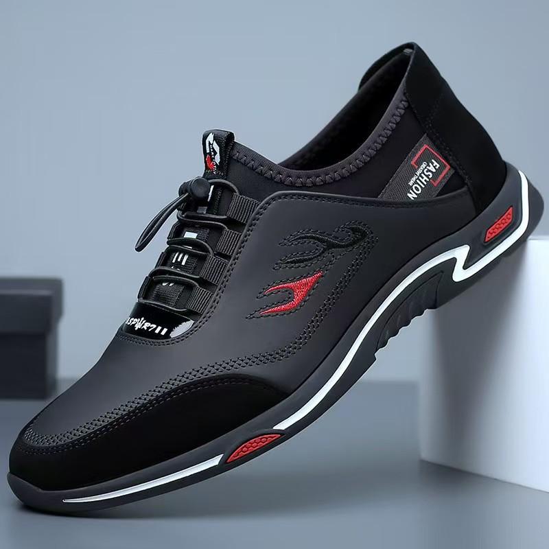 Sports and leisure shoes Youth tide shoes Lace-up soft-soled leather shoes Flat shoes 39 чёрный