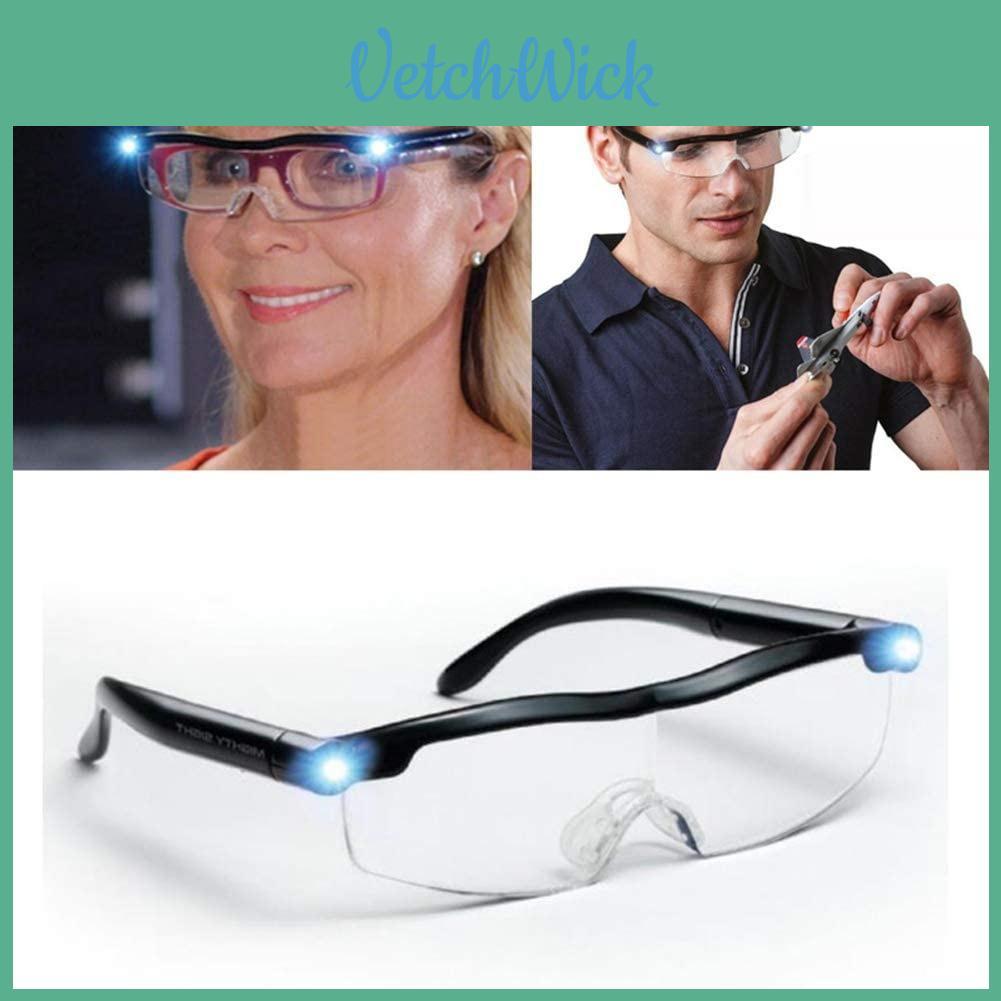 Leichte 160% Lupenbrille mit Blaulichtfilter und LED-Licht zum Lesen und für Hobbys