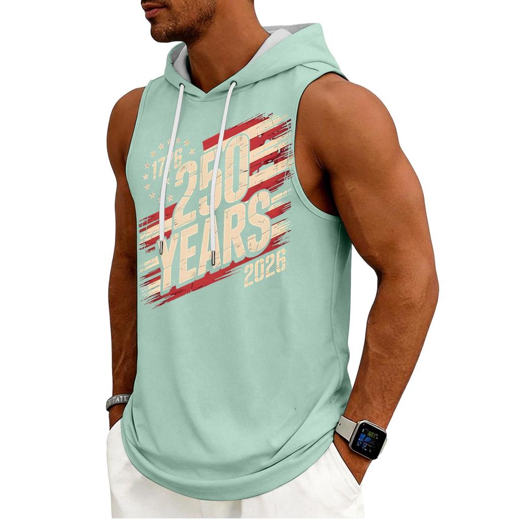 Men's Tank Top Gym Sleeveless Hoodie Shirt Washed Sports Muscle Shirts Fitness Vest With Hood