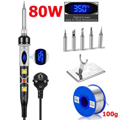 Zestaw Lutownicy Elektrycznej 80W 220V 110V z Regulacją Temperatury Pistolet do Lutowania Narzędzia do Spawania Drutem