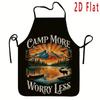 1pc Camping Sunset Reindeer Scene Apron - Flat Printing, Home Kitchenware, Reusable. Suitable for Cooking, Baking, BBQ, Gardening, And Painting, Flat