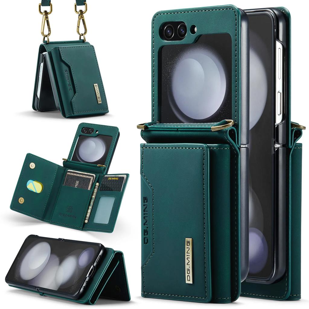 Crossbody Wallet Cards Solt Leather Case For Samsung Galaxy Z Flip 7 FE 6 5 4 5G Flip5 Long Rope Bag Pocket Purse Lanyard Cover