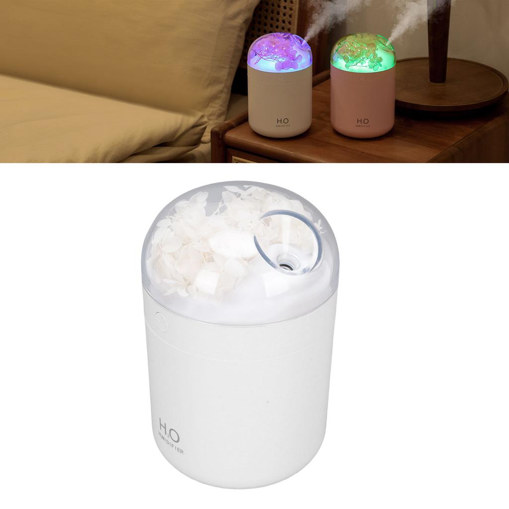 Eternal Flower Humidifier 2W 500ML Water   USB Powered Desktop Humidifier with 7 Color Light for Bedroom  