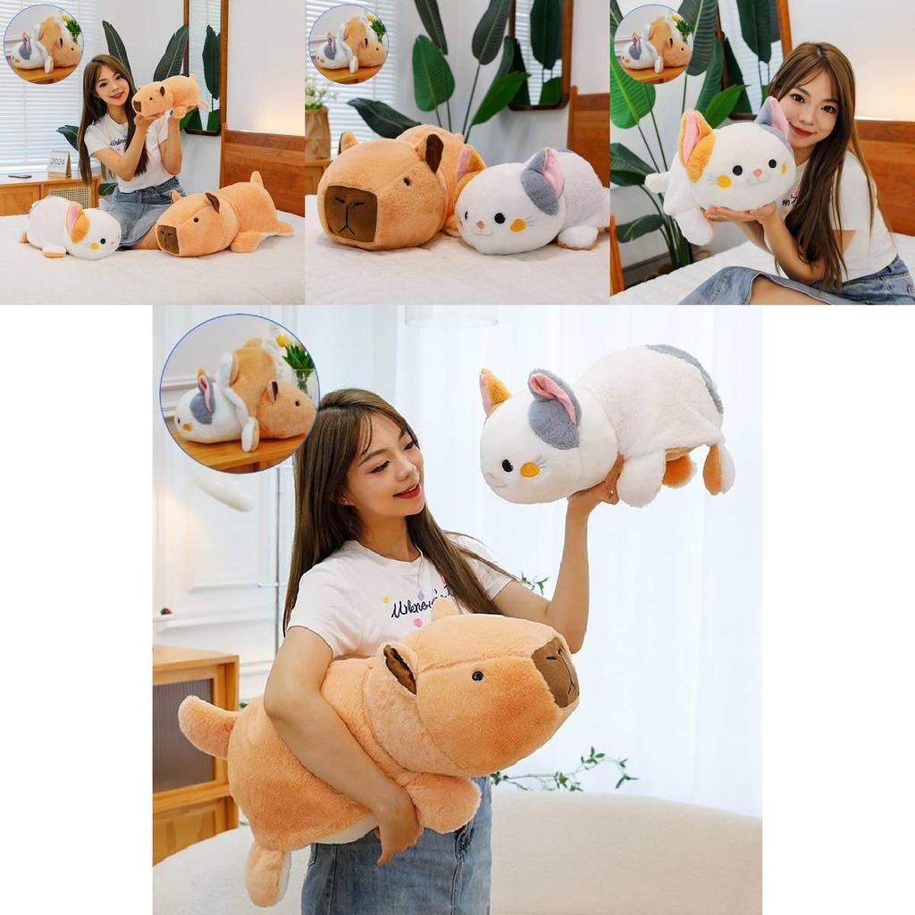 Adorable Brown Capybara Plush Toy Transforming Cat Doll Soft Stuffed Animal Gift