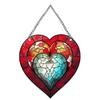 Heart-Shaped Stained Acrylic Window Hanging,Red Heart Acrylic Window Decor Stained Panel Hangings Wall Art Decor for Valentine's Day Birthday Home