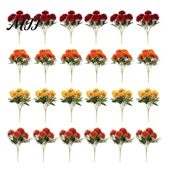 Easy Care Artificial Flowers for Seasonal Display Mums Outdoor, UV Resistant Fake Fall Chrysanthemums Exquisite Blooms Table Centerpiece Marigold