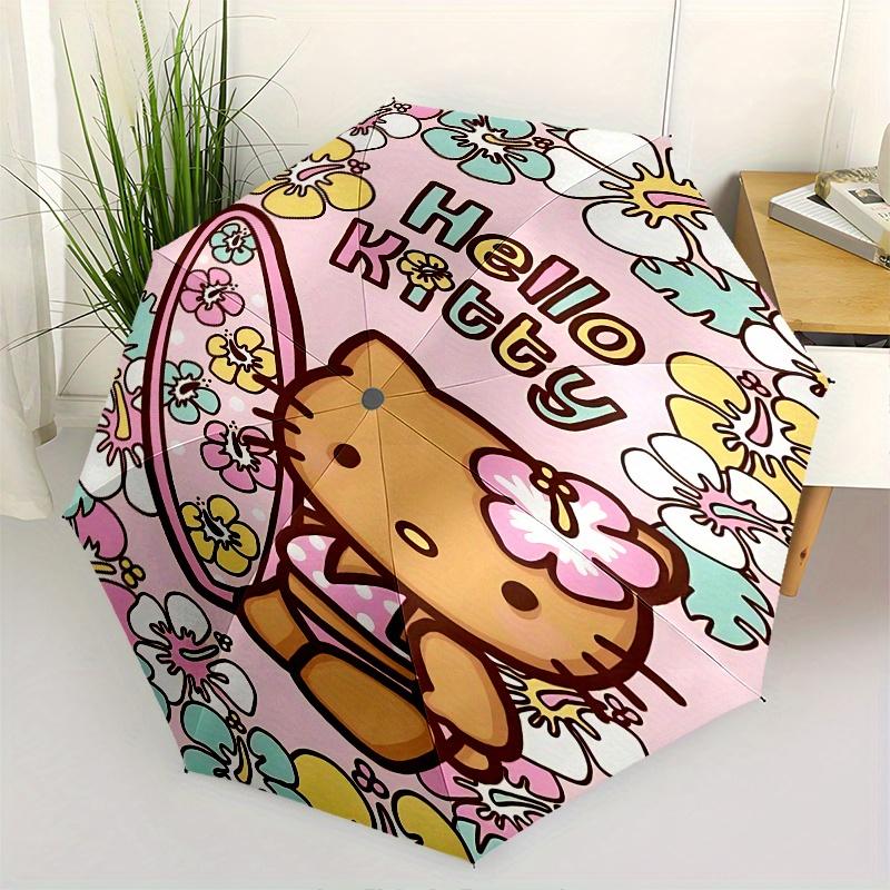 

Hello Kitty,Floral Automatic opening and closing folding umbrella with 8 rib frame and compact travel design,perfect for all occasions | S