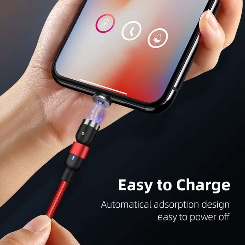 ROCK Magnetic USB Cable For iPhone Charger 540 Degree Rotate USB Type C Cable For Xiaomi Samsung Magnet Charge Micro USB Cable