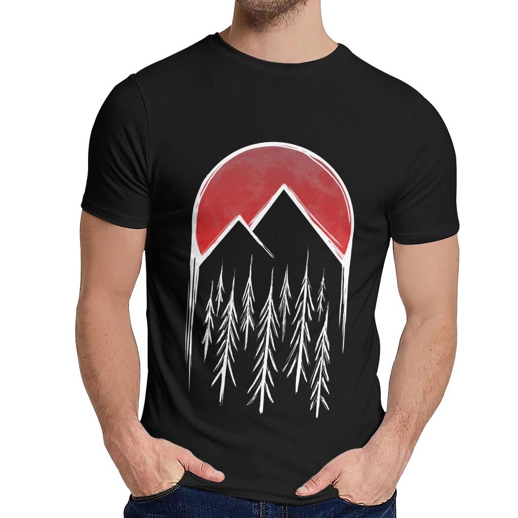 Man S O Neck Twin Peaks Red Pine Tree Moon Short Sleeve Arrival For