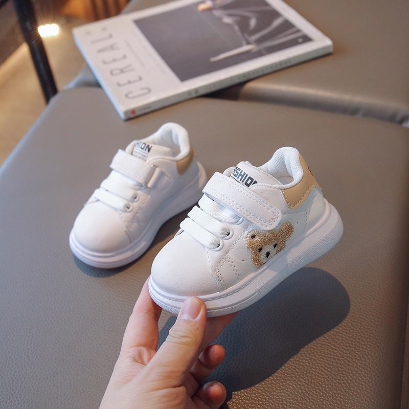 

Туфли для малышей от 1 до 3 лет, новая коллекция весна 2025, детская удобная спортивная обувь, туфли для малышей с мишкой, белые туфли 21