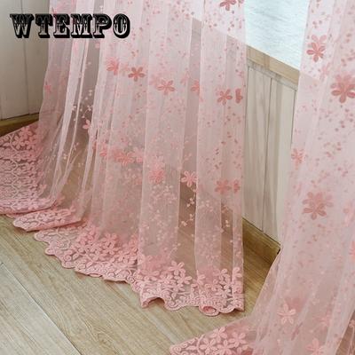Embroidered Lace Curtains for Bedroom Sheer Elegant Organza Floral Delicate French Window Treatment Tenda