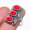 Natural Italian Red Coral Gemstone 925 Sterling Silver Jewelry Ring Size 11 AR-16848