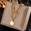 Asymmetrical Heart Pearl Pendant Layered Chain Necklace Multi Strand Design Fashion Accessory Luxury
