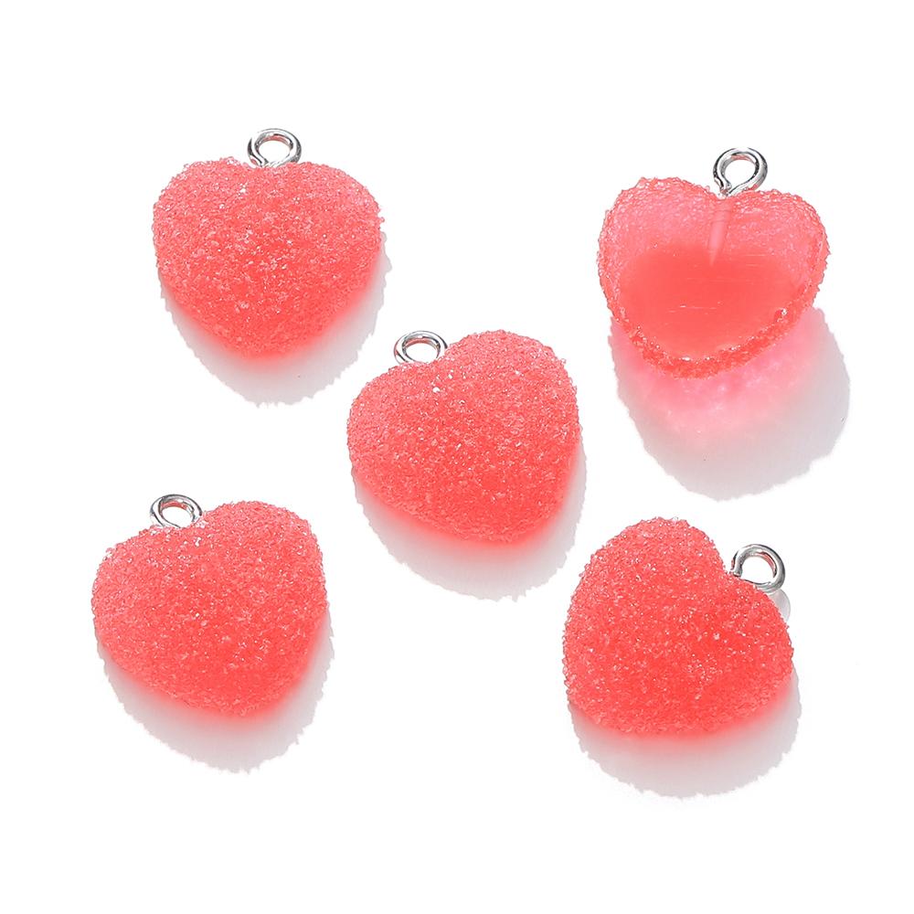 10pcs/lot Colorful Heart Shape Soft Candy Cute Charms Pendants For DIY Earrings Necklace Jewelry Accessories Findings